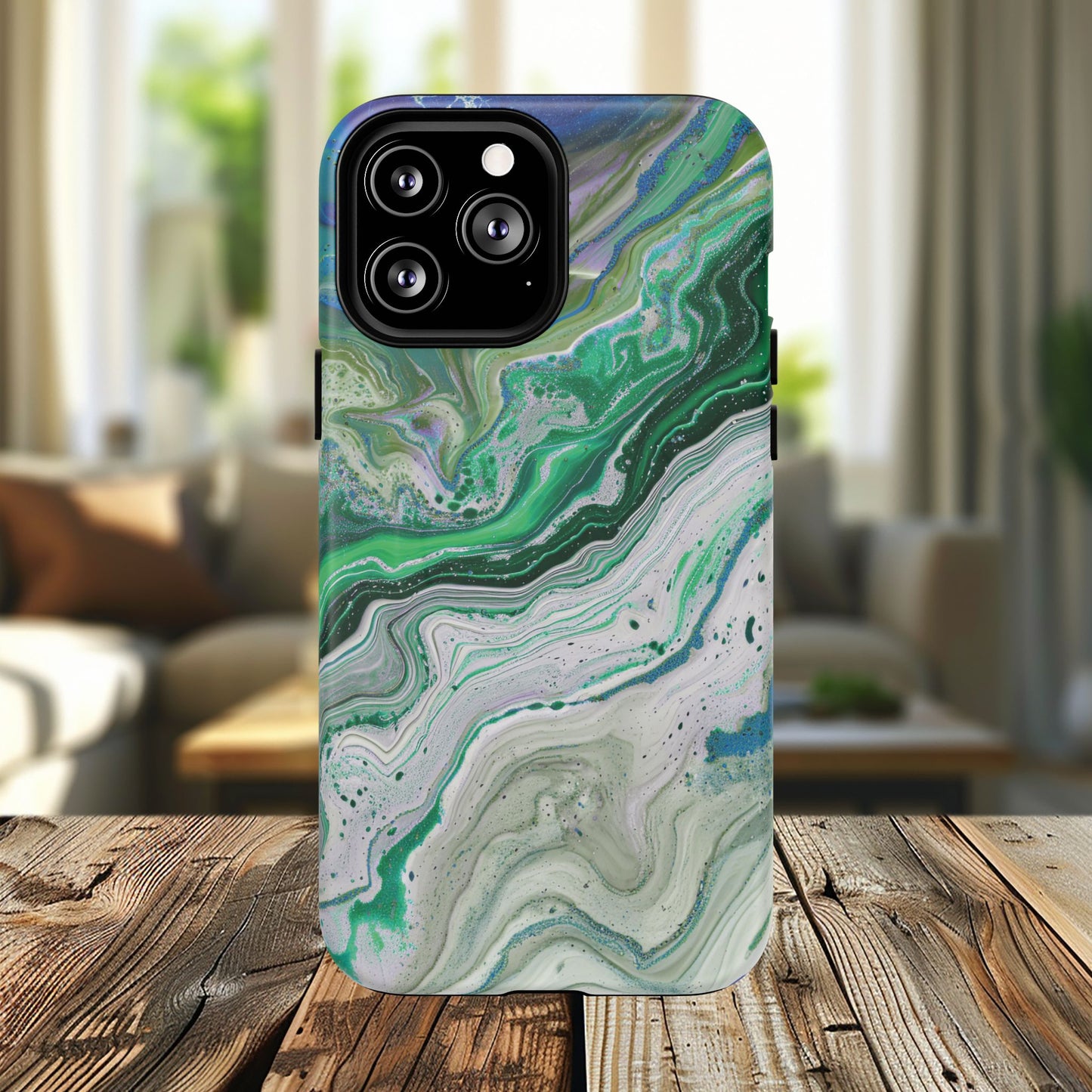 Marbled Tough iPhone Case, Magnetic Protector, Stylish Tech Accessory, Durable iPhone Cover, Unique Gift Idea