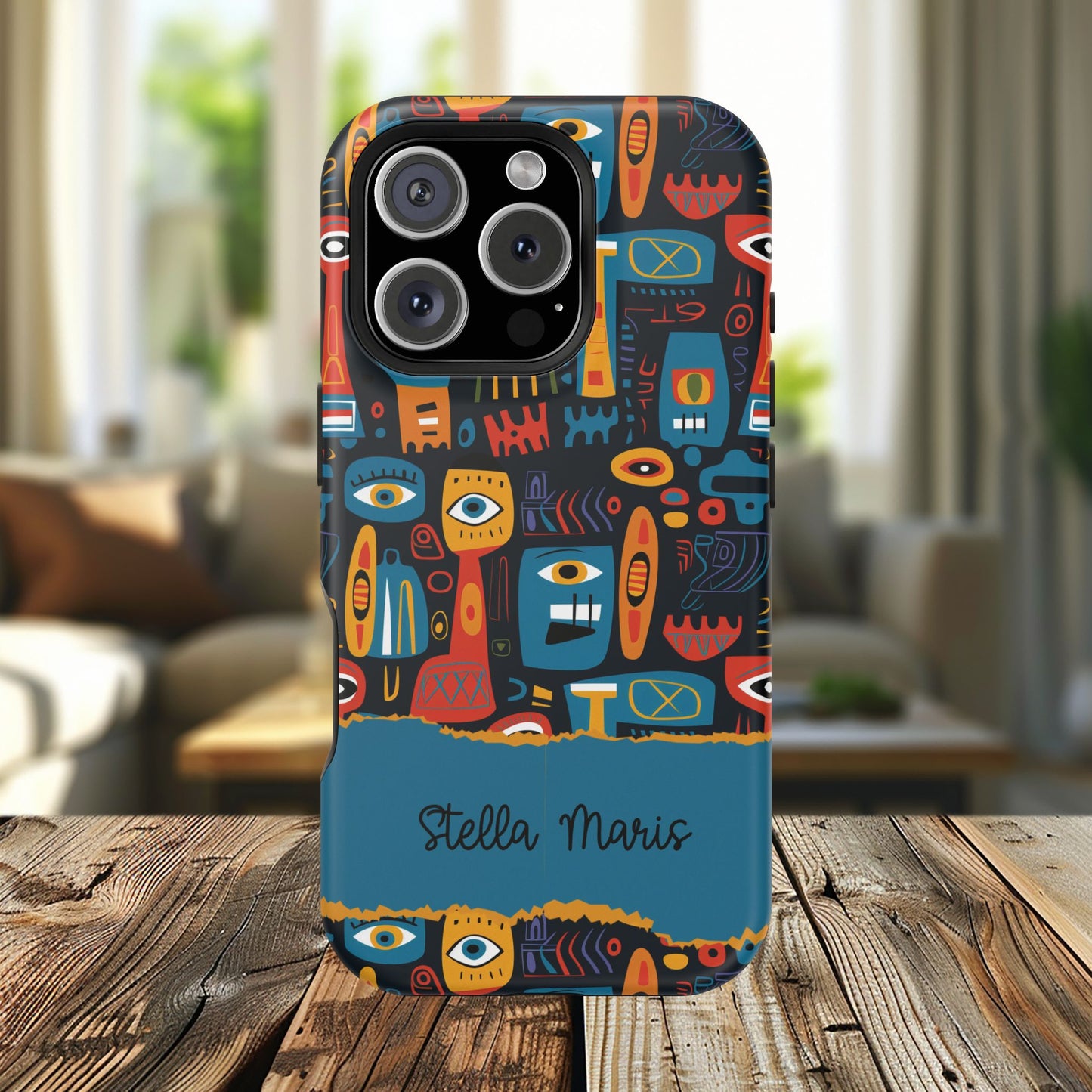 Personalized Colorful Abstract Faces Clear Impact-Resistant Case