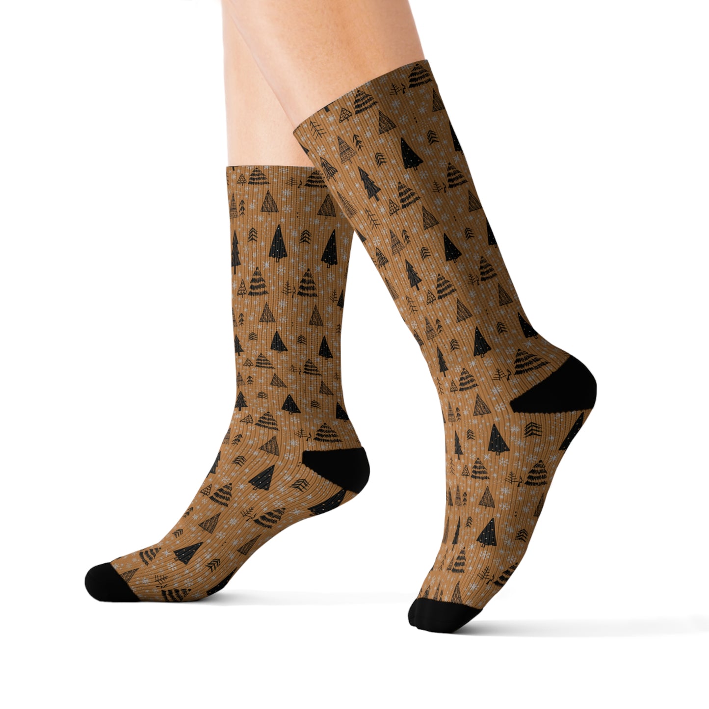 Winter Wonderland Brown Sublimation Socks - High-Quality Comfort with Stylish Sublimated Print