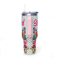 40oz Floral Butterfly Tumbler — Personalized "Name and Affirmation" Vacuum Insulated Cup