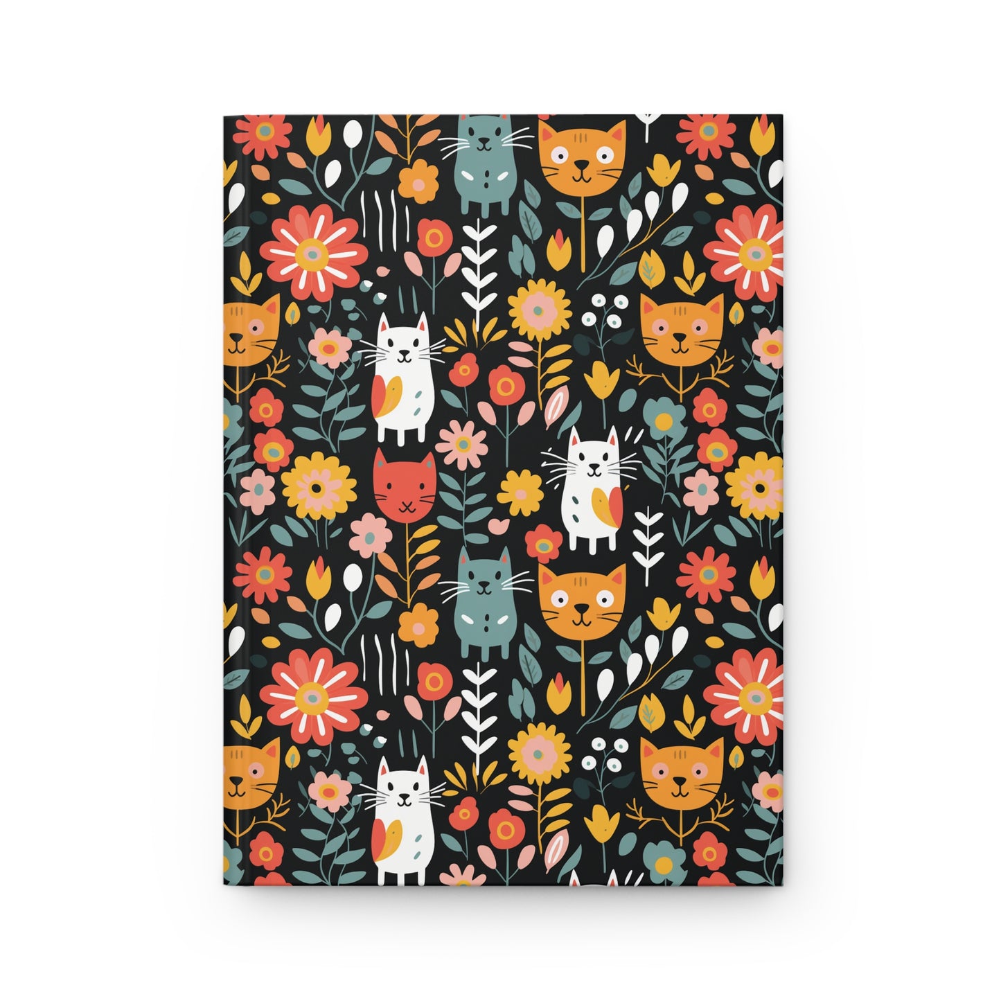 Whimsical Feline Garden Hardcover Journal