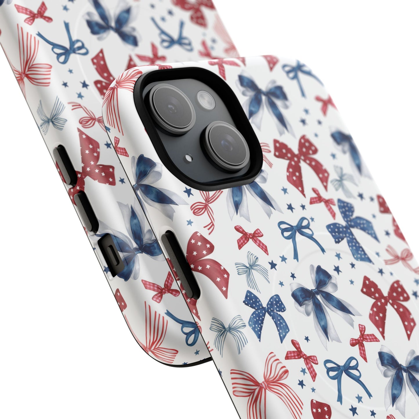 Patriotic Coquette Tough iPhone Magnetic Case, Stylish Gift for Her, Summer Celebrations, Cute Bow Design