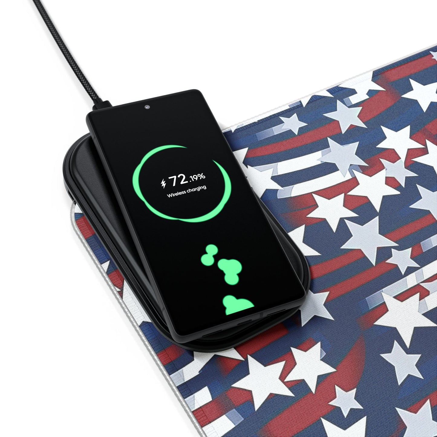 Patriotic Waves LED Gaming Mouse Pad, Wireless Charging