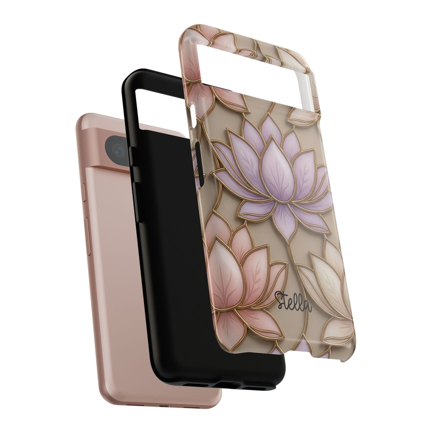 Personalized Lotus Floral Stained Glass Effect Tough Phone Case