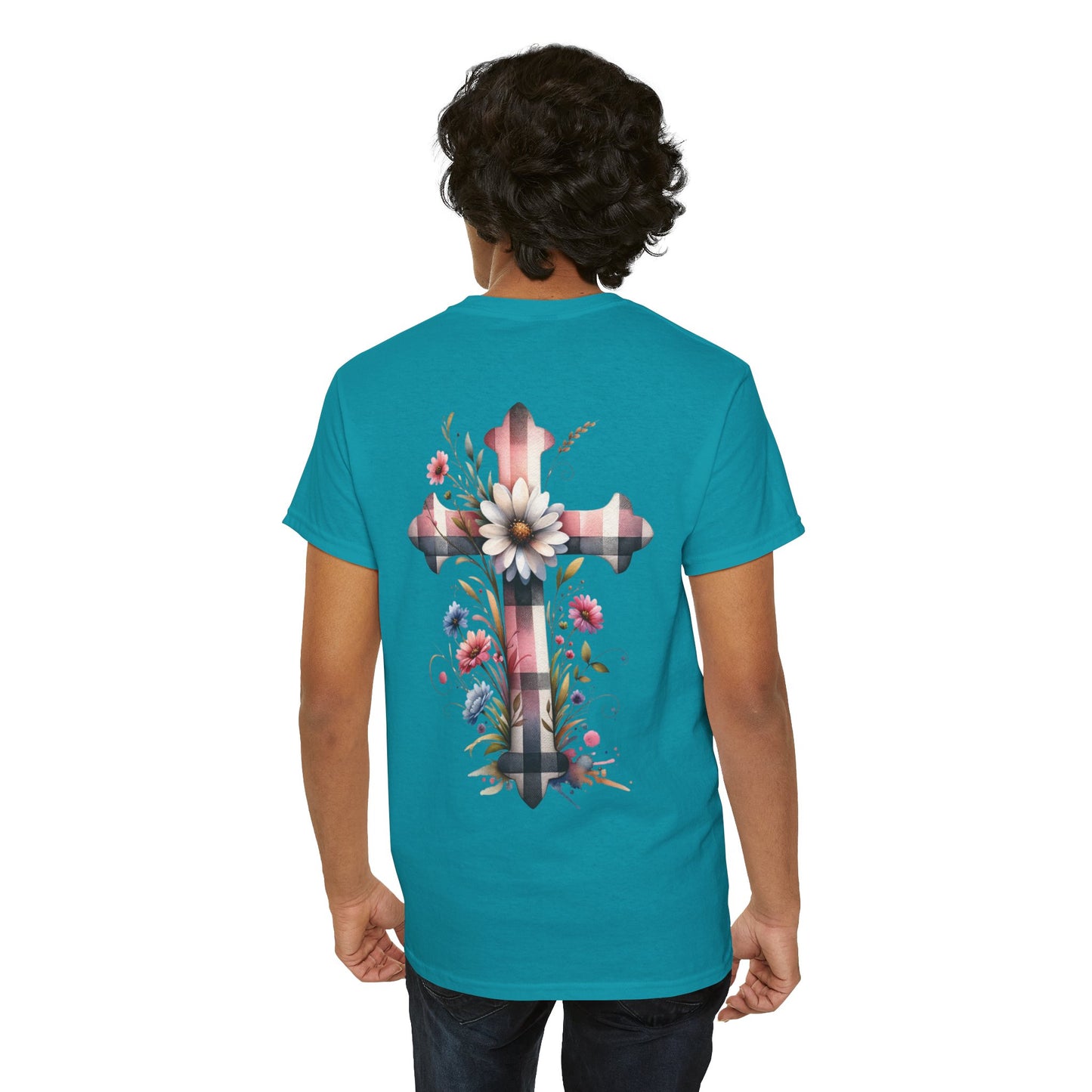 Faith and Floral Cross Unisex Heavy Cotton Tee