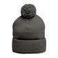 Cozy Pom-Pom Coquette Knit Cap with Embroidered Red Bow