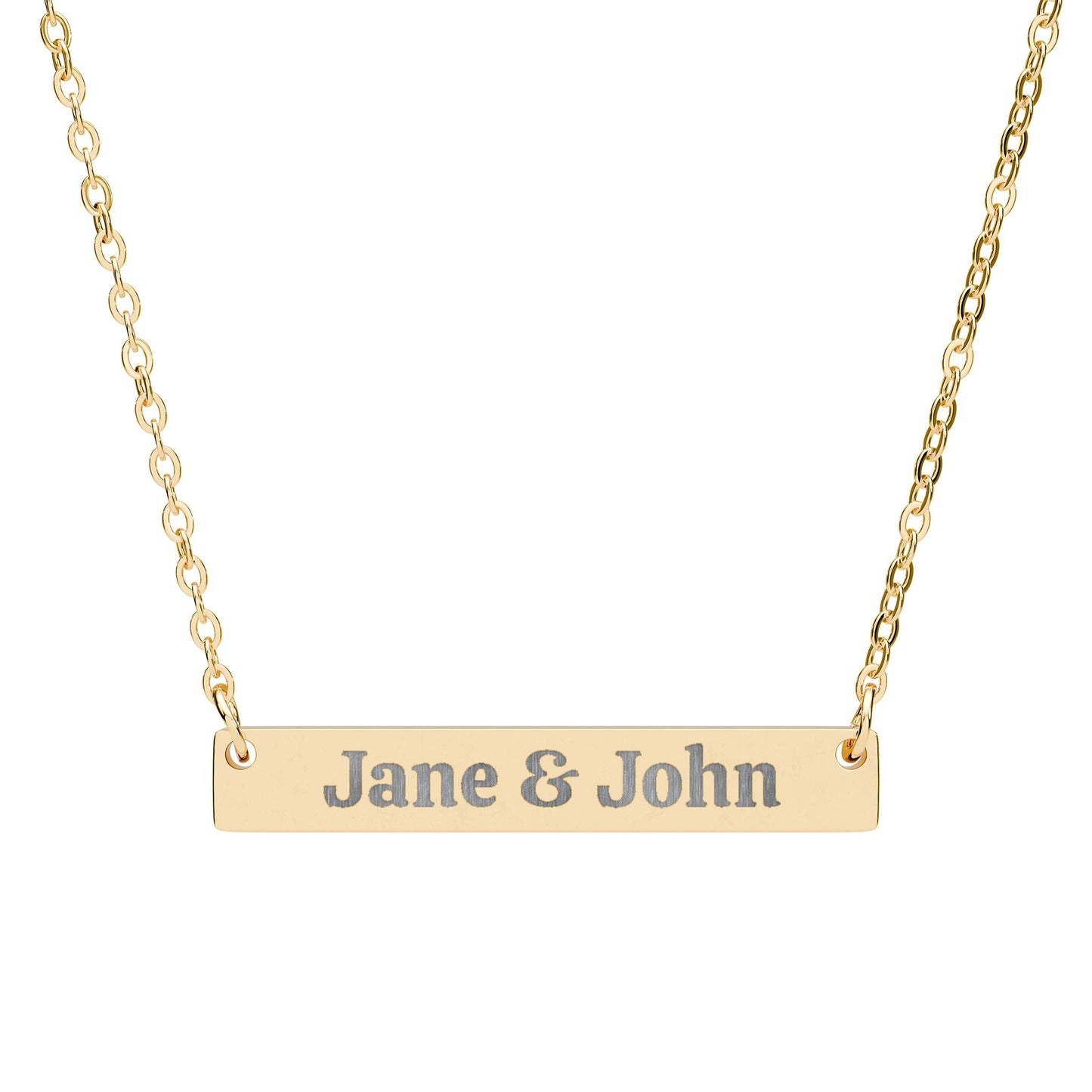 Engraved Horizontal Bar Necklace — Personalized Name Bar Necklace (Custom Name)