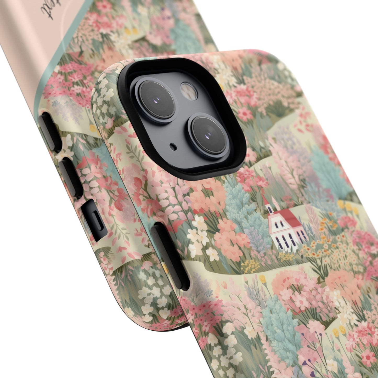 Blush Bloom Village Tough Magnetic MagSafe®Case, Durable Protection, Unique Gift for Nature Lovers,  iPhone® 13, 14, 15, 16, 17, Pro, Pro Max, Plus Cases.
