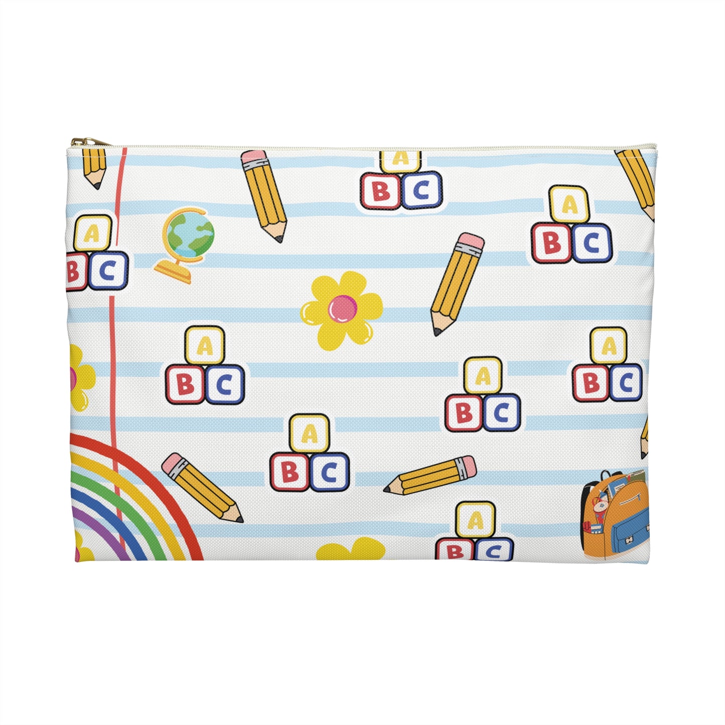 Personalized White SchoolYard Chic Composition Book Inspired Accessory Pouch, Kids School Supplies, Classroom Organizer, Teacher Gift, Fun Stationery Case, Back to School