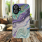 Stylish Purple Acrylic Tough Magnetic iPhone Cases, Unique Protective Cases for iPhone, Colorful Marble Design, Great Gift for iPhone Lovers