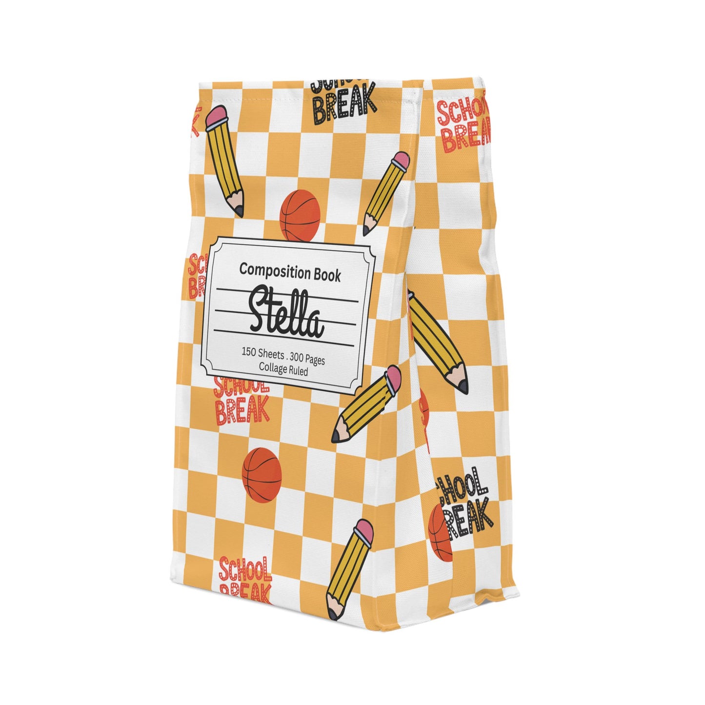 Custom Orange Schoolyard Chic Composition Book Inspired Stylish Polyester Lunch Box for Kids - Perfect for School, Picnics, or Snacks | Personalized ABC Design, Back to School, Family [...]