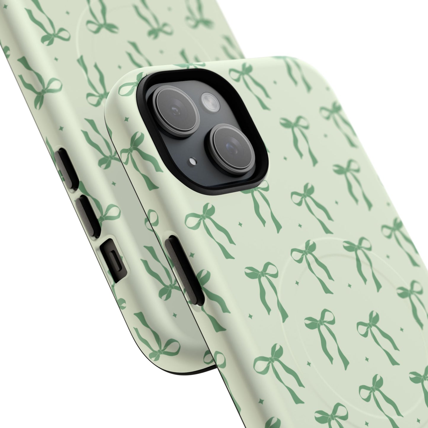 Elegant Ribbon iPhone Case, Stylish Magnetic iPhone Case, Chic iPhone Cover, Green Bow Design, Gift for Her, Everyday Essential, Coquette iPhone Case