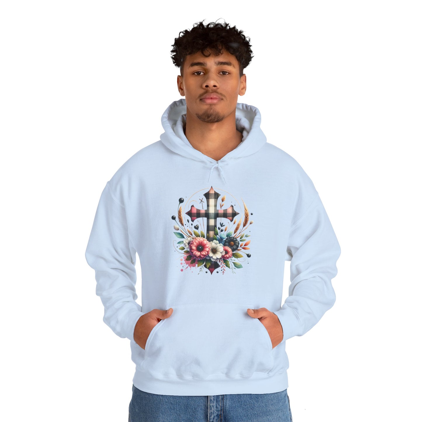 Faith and Floral Cross Unisex Gildan Hoodie Sweatshirt