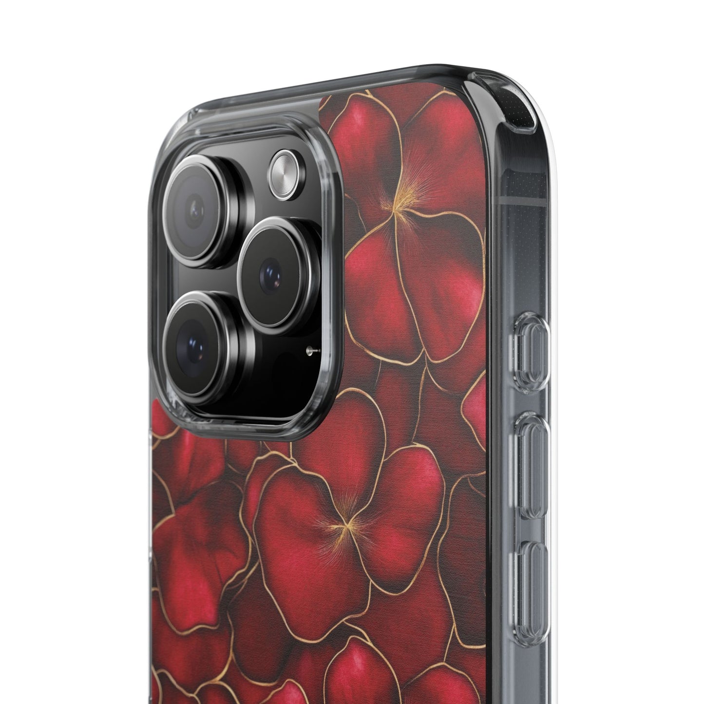 Velvet Petal Noir Floral Petal Clear Impact-Resistant iPhone and Samsung Case.
