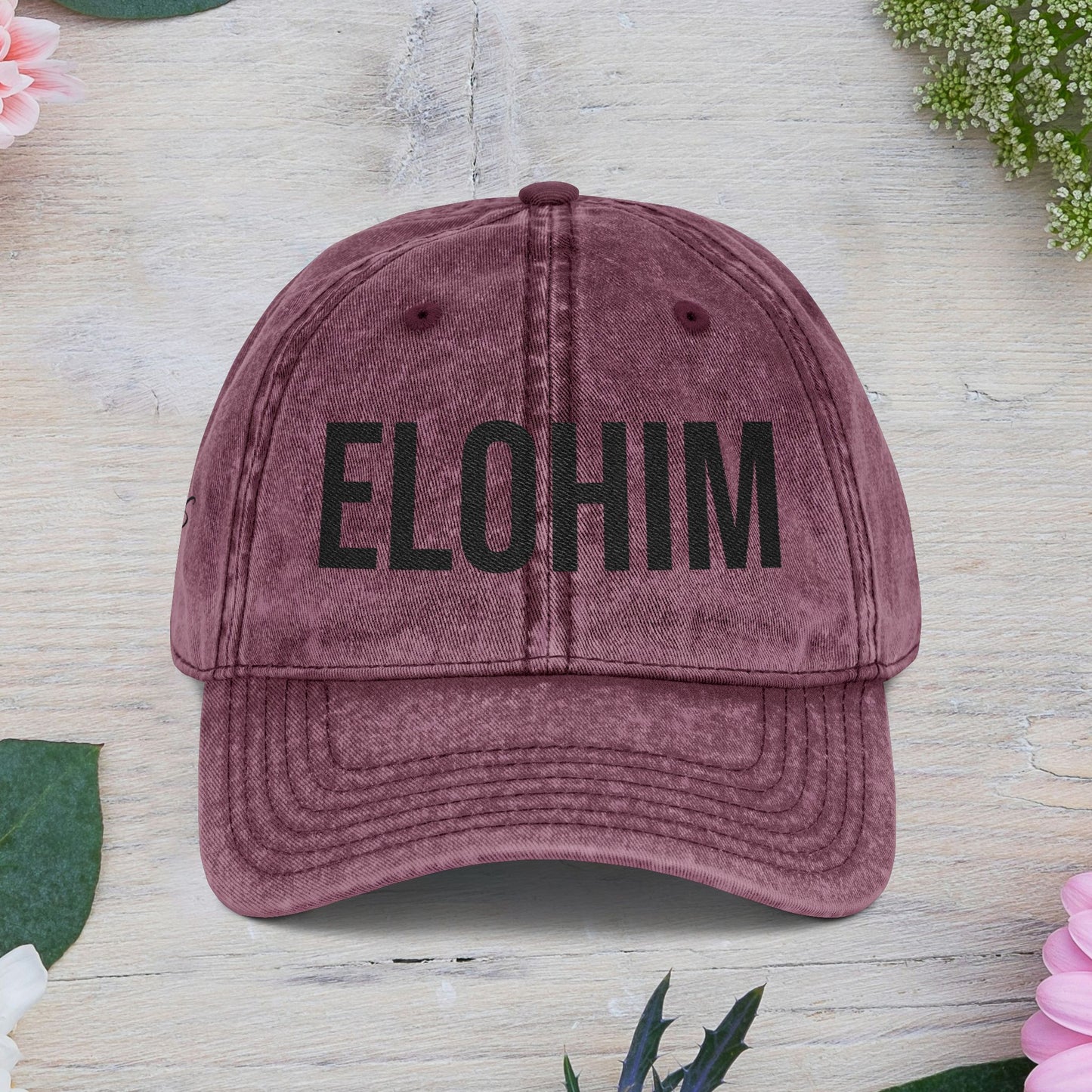 Vintage Embroidered Dad Cap with 'ELOHIM, GENESIS 1:1' - Stylish Casual Hat, Gift for Him/Her, Summer Accessory, Trendy Streetwear, Spiritual Fashion