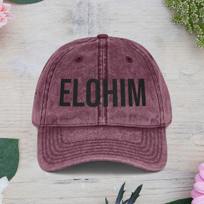 Vintage Embroidered Dad Cap with 'ELOHIM, GENESIS 1:1' - Stylish Casual Hat, Gift for Him/Her, Summer Accessory, Trendy Streetwear, Spiritual Fashion