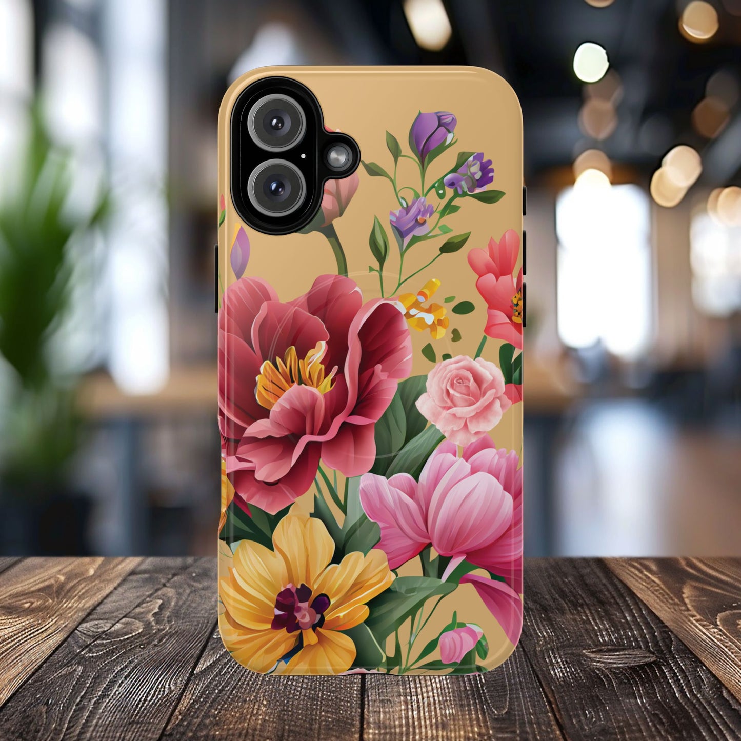 Sunset Botanica Tough iPhone Magnetic Case, Gifts for Her, MagSafe® iPhone® Tough Case, iPhone 13, 14, iPhone 15, iPhone 16, 17, Pro, Pro Max, Plus.