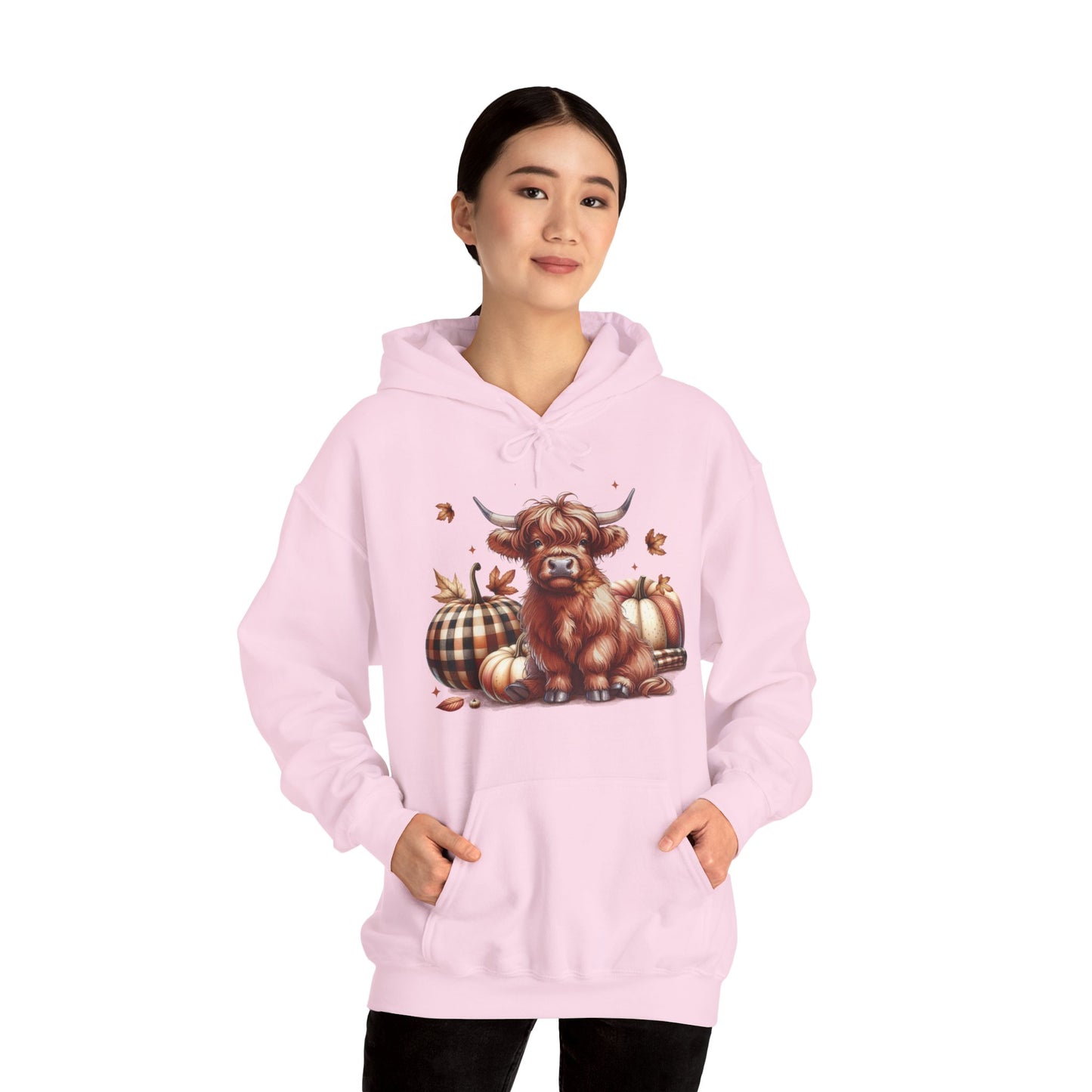 Autumn Highland Cow Charm Unisex Heavy Blend™ Hooded Sweatshirt