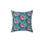 Turquoise Floral Heart Spun Polyester Square Pillow