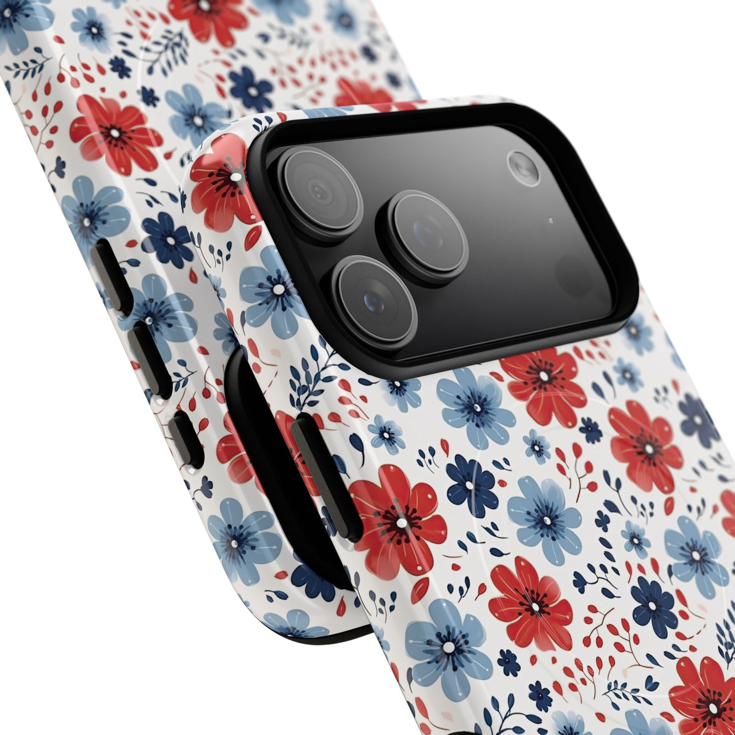 Patriotic Floral Dreams Tough Magnetic iPhone Cases, Durable, Stylish, Gift for Her, Protective Phone Cover, Spring Floral Design