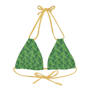 Green Tropical Bliss Strappy Triangle Bikini Top (AOP)- (PY)