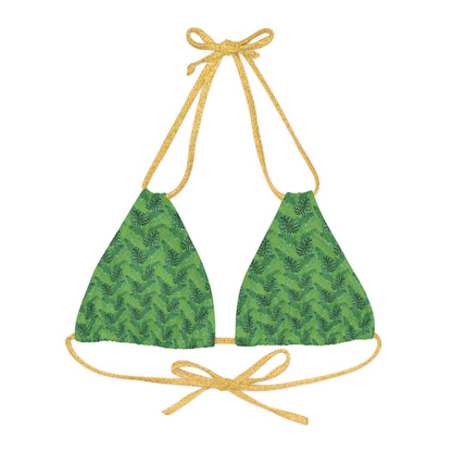 Green Tropical Bliss Strappy Triangle Bikini Top (AOP)- (PY)