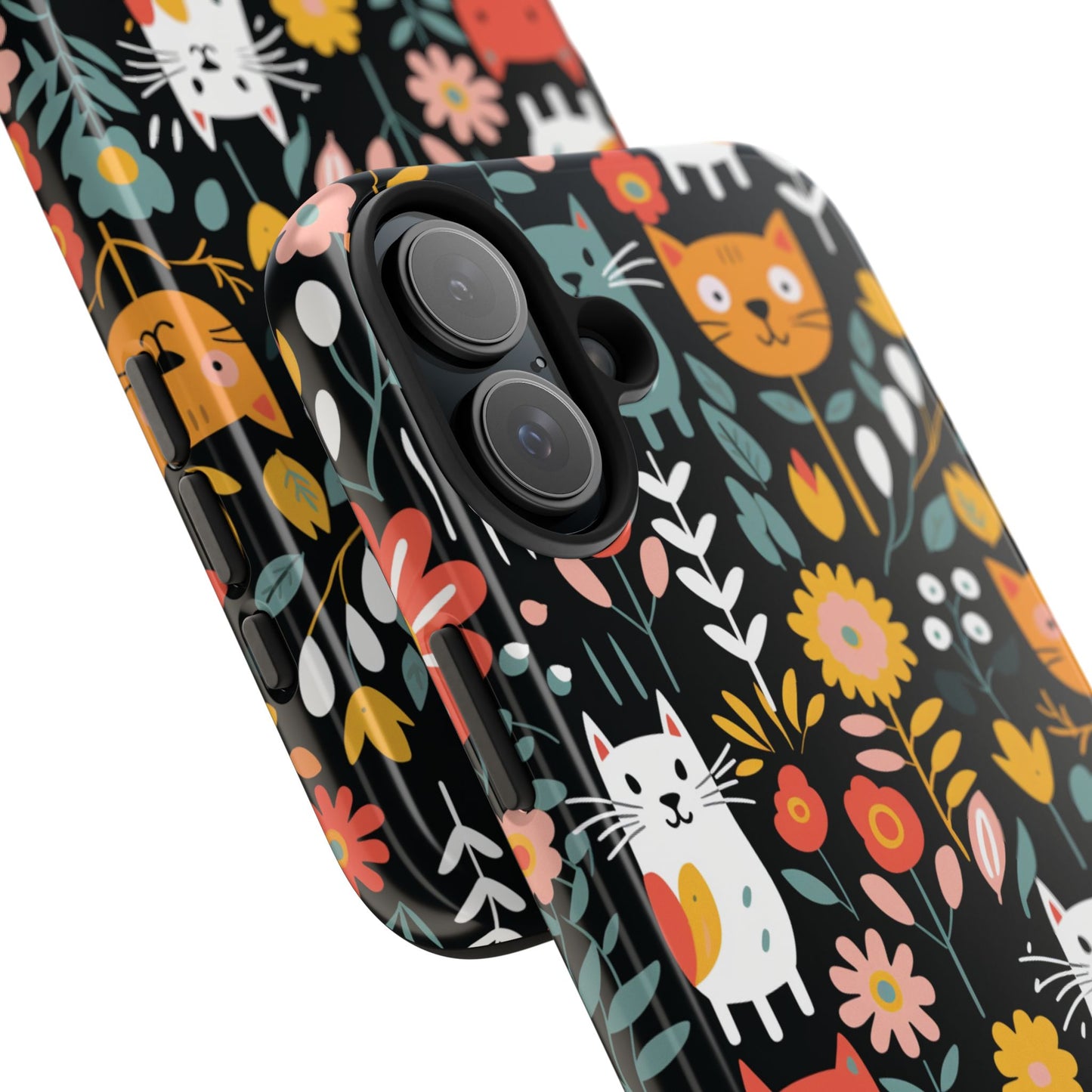 Whimsical Feline Garden iPhone and Samsung Tough Phone Cases,
