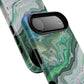 Marbled Tough iPhone Case, Magnetic Protector, Stylish Tech Accessory, Durable iPhone Cover, Unique Gift Idea