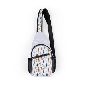 Stylish Whispering Feathers Chest Bag with Unique Feather Pattern - Perfect for Everyday Use, Cross Body Sling Bag, Chest Bag, Crossbody Backpack, Travel Bag