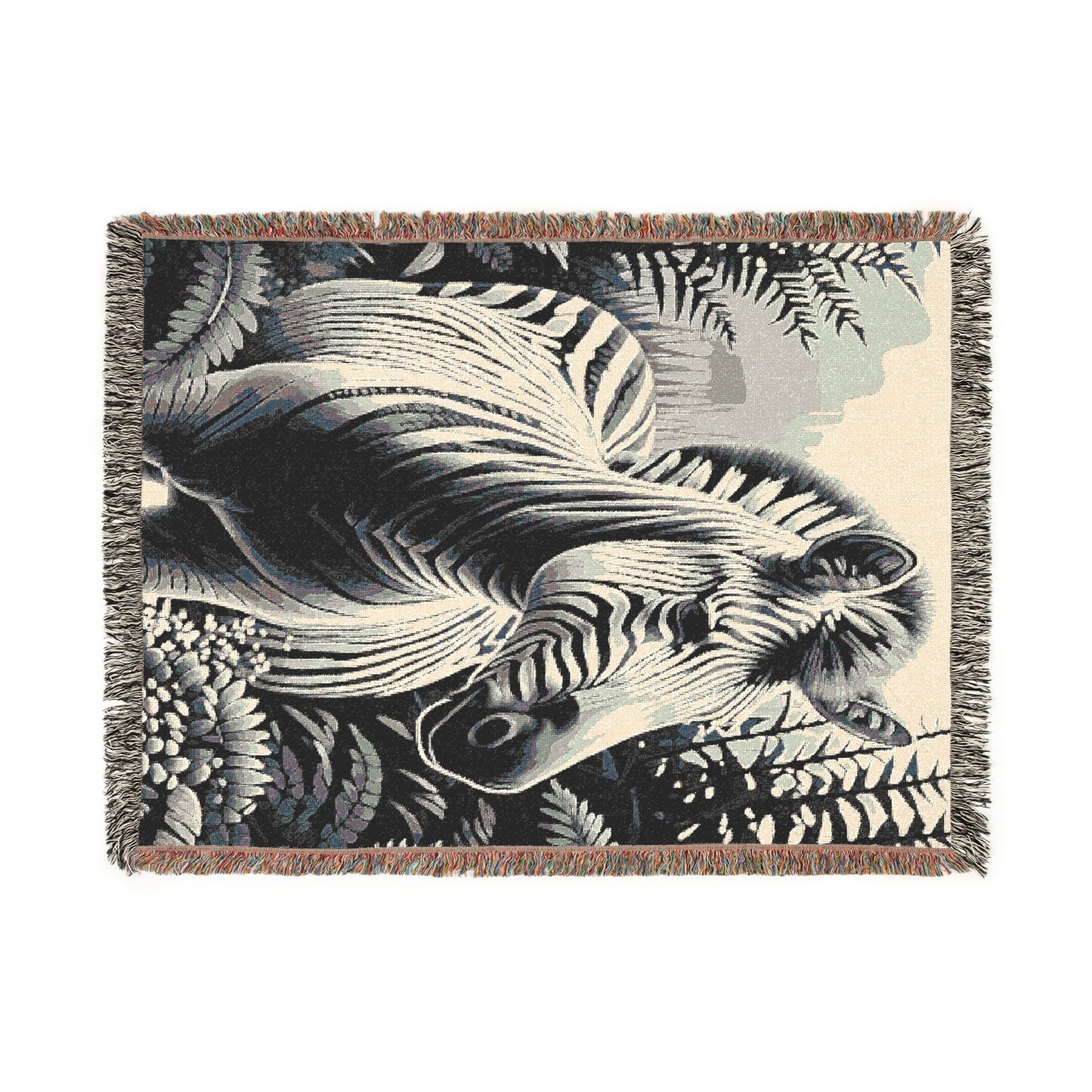 Zebra Illustration Tapestry Woven Blanket