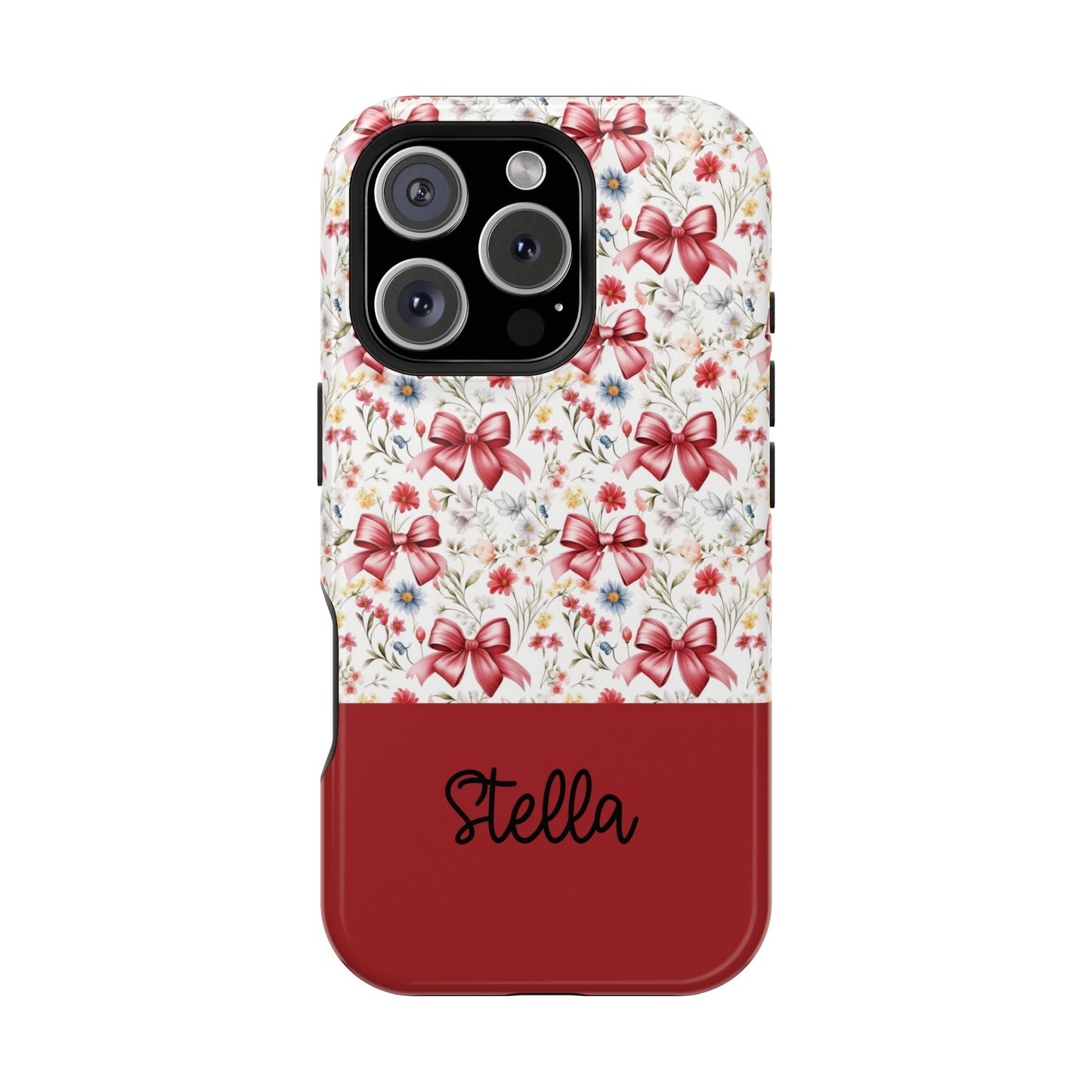 Personalized Rosette Coquette Floral Bow iPhone and Samsung Impact-Resistant Case — Custom Name Case