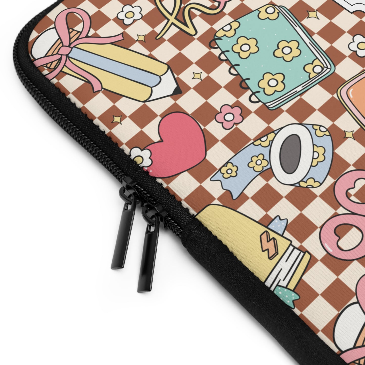 Personalized Brown Doodle Daydream Laptop Sleeve with Composition Book Inspired Design, Customizable Tech Case, School Supplies, Gift for Students, College Essentials, Back to School