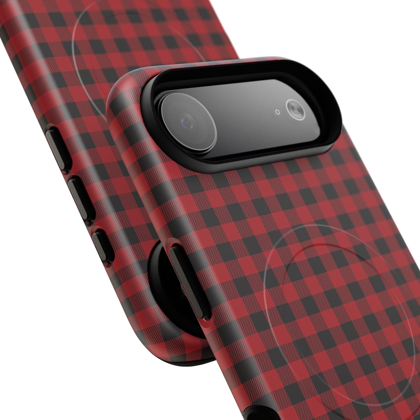 Tough Magnetic Phone Case - Red Plaid, Durable, Stylish Protection for iPhones, Gift for Outdoor Lovers, Unique Phone Cover