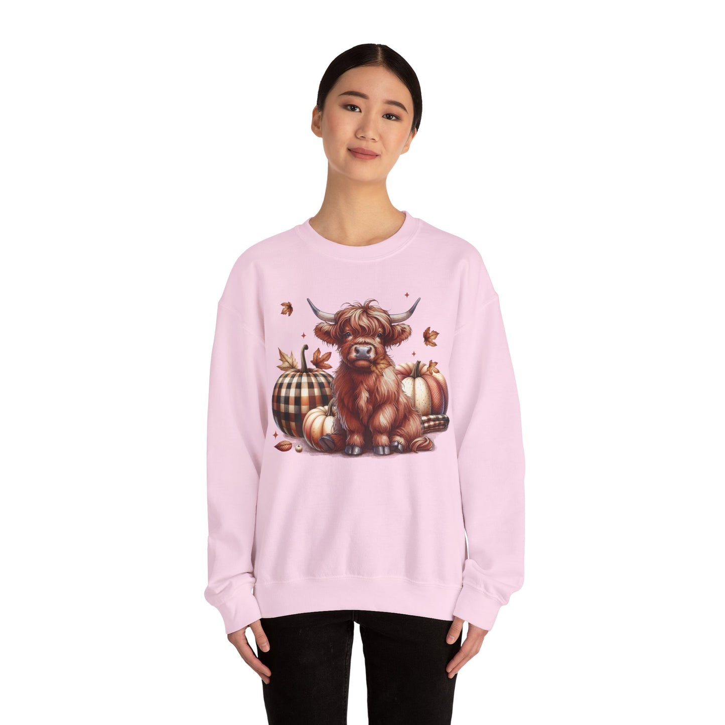 Autumn Highland Cow Charm Unisex Heavy Blend™ Crewneck Sweatshirt