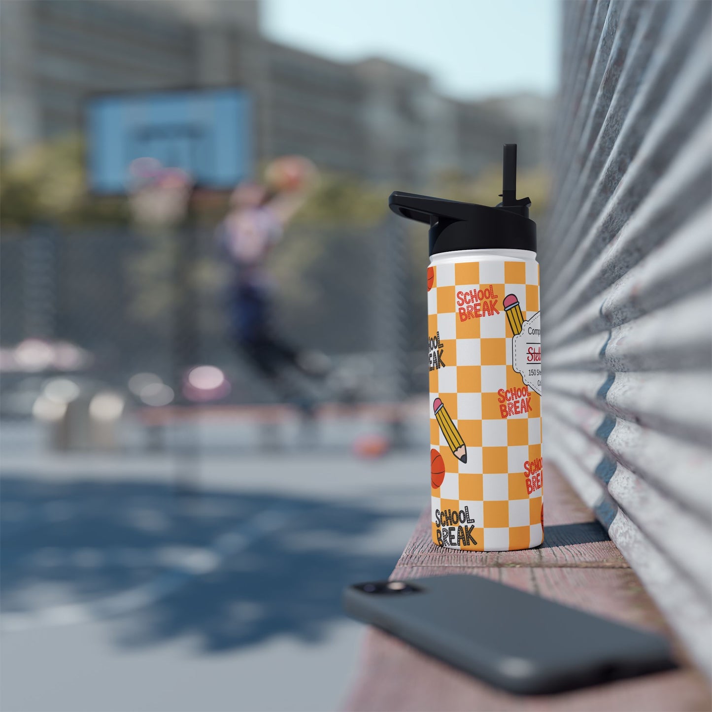 Personalized Orange Chalkboard Chic Inspired Stainless Steel Water Bottle for Kids, School Supplies, Eco-Friendly Drinkware, Back to School, Teacher Gifts