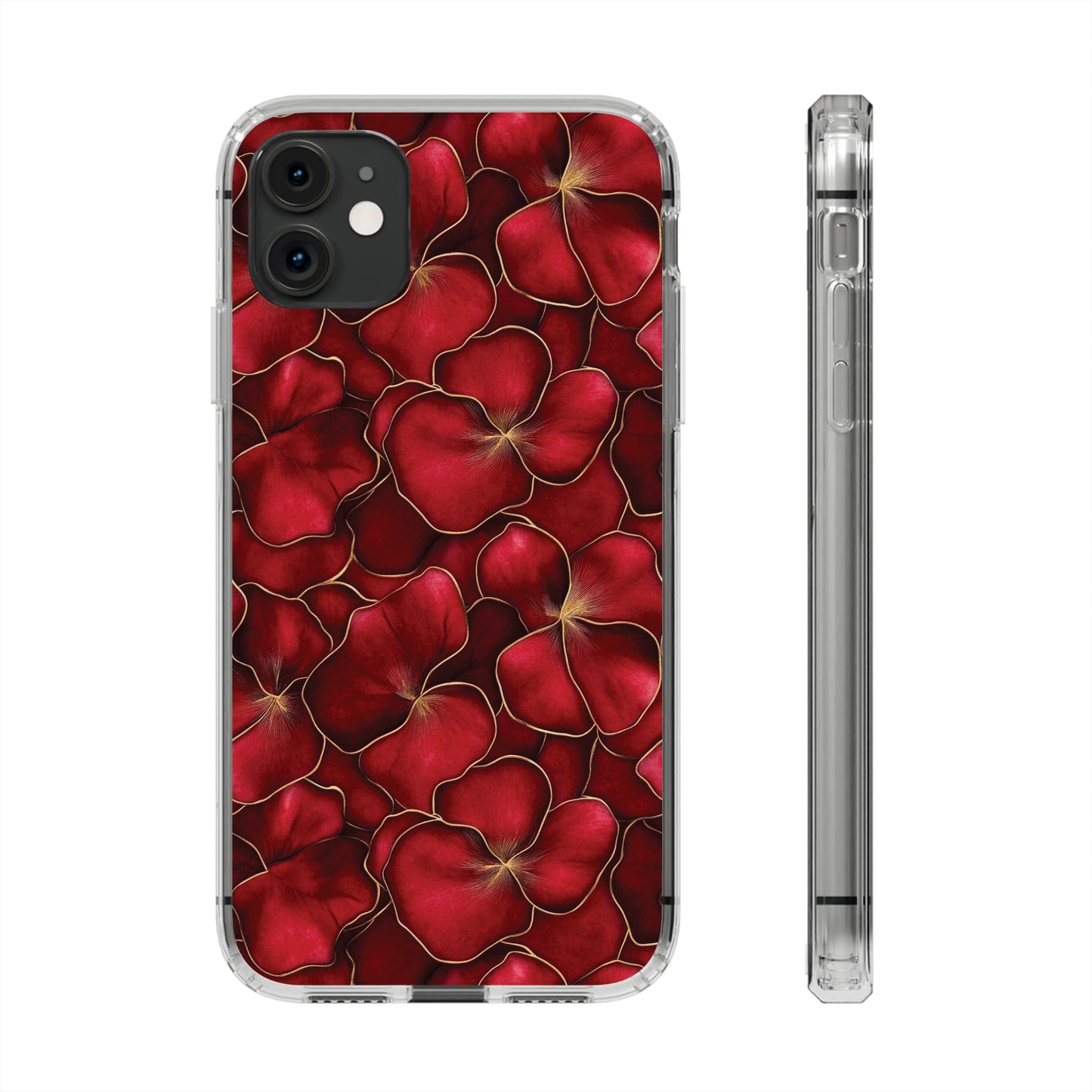 Velvet Petal Noir Floral Petal Clear Impact-Resistant iPhone and Samsung Case.