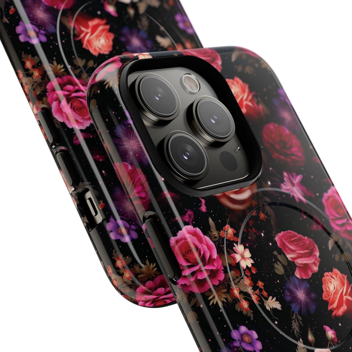 Starry Rose Garden Tough Magnetic Phone Case, Stylish Phone Cover, Gift for Her, Elegant Floral Design, Durable Phone Accessories
