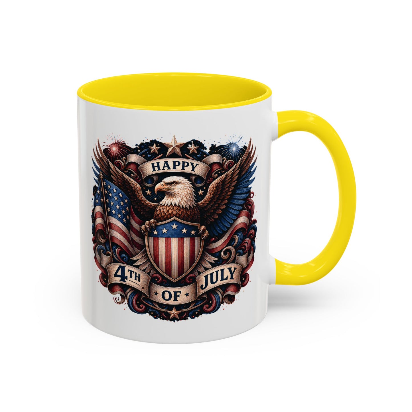 4th of July Eagle Coffee Mug — Patriotic American Flag Accent Mug (11/15oz)