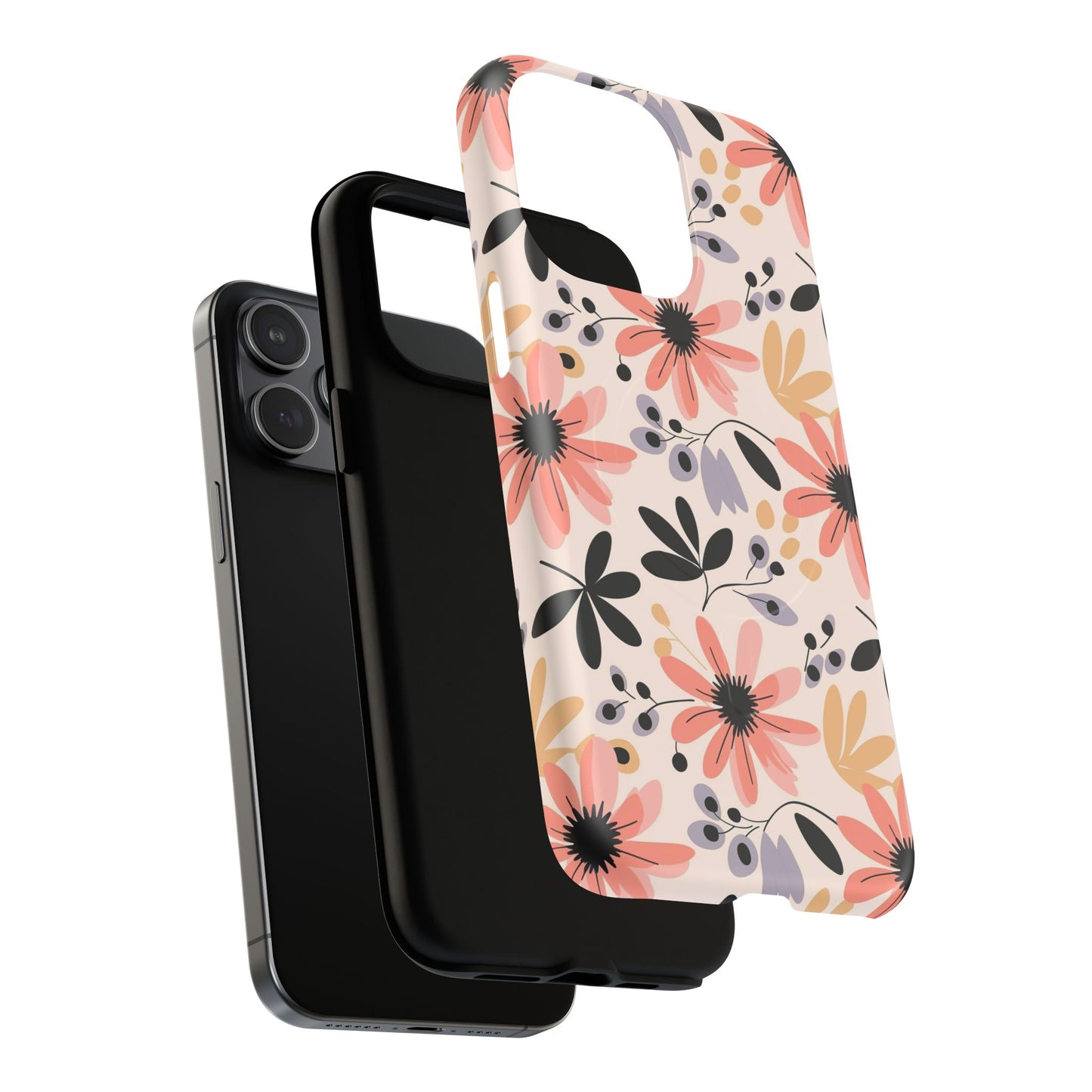 Stylish Soft Petal Noir iPhone Case, Floral iPhone Accessory for Her, Tough iPhone Magnetic Cases, Trendy iPhone Cover, Gift for Friends, Summer Vibes