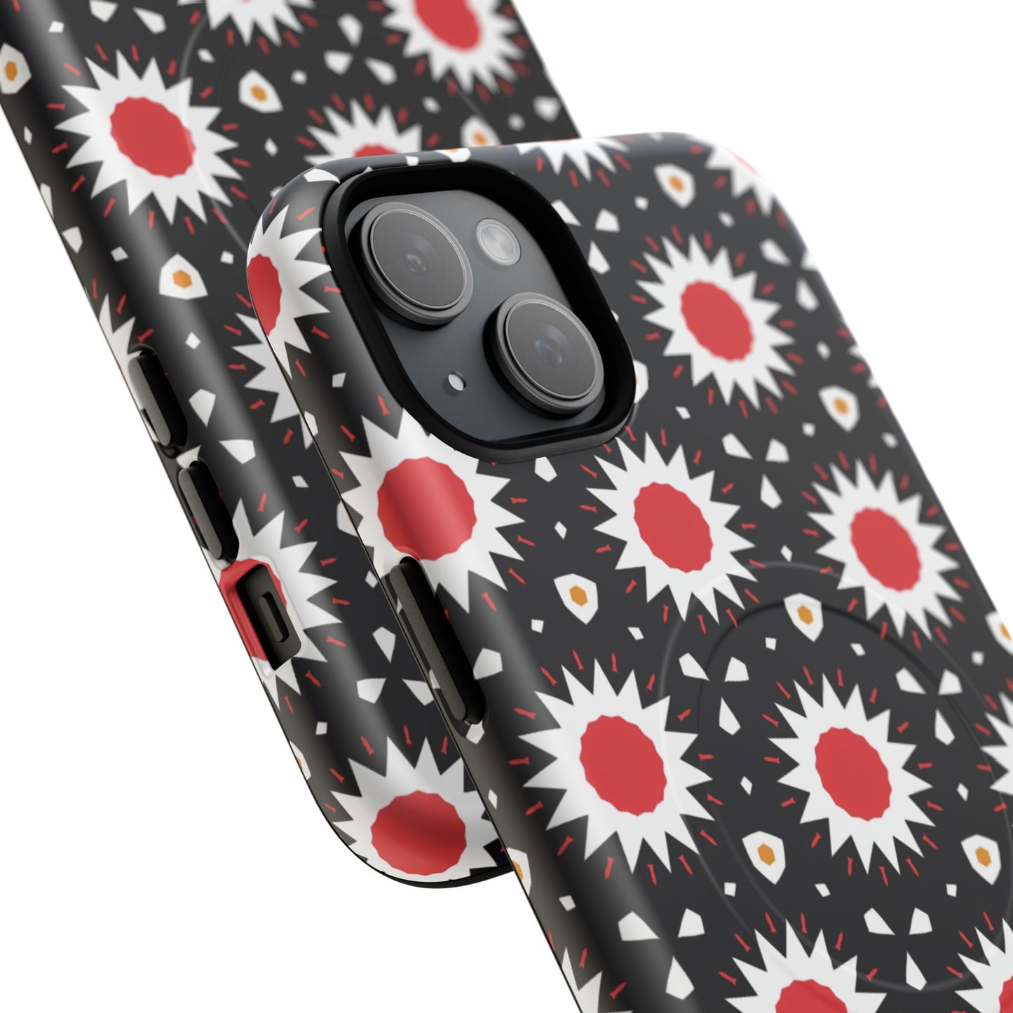 Crimson Spark Radiance Bold Floral Magnetic iPhone Cases, Stylish Tough Cases, Unique iPhone Accessories, Perfect Gift for Her, Trendy Tech Gear.