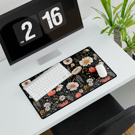 Blossom Elegance: Noir Garden Desk Mat