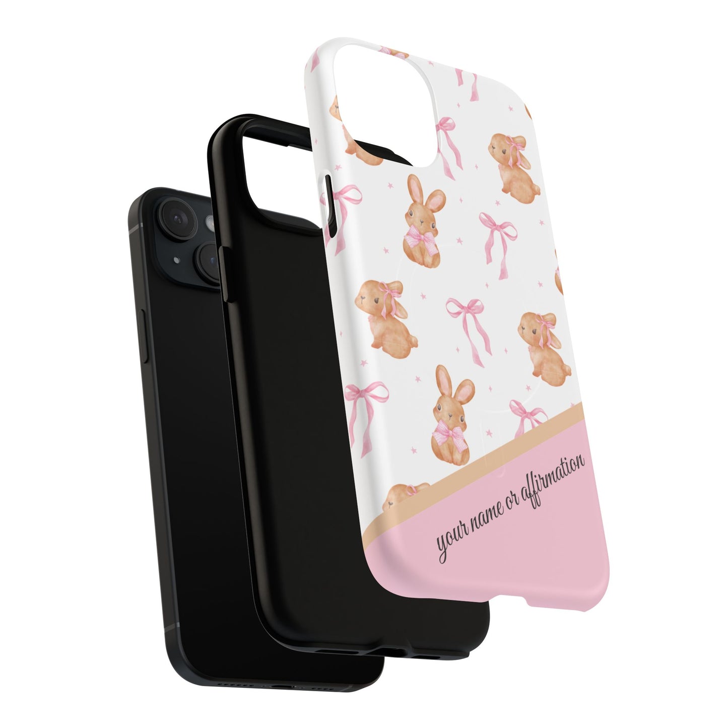 Personalized Bunny iPhone Case - Cute Animal Design, Tough MagSafe® Magnetic Case, Easter Gift, Spring Aesthetic, Kids Accessories