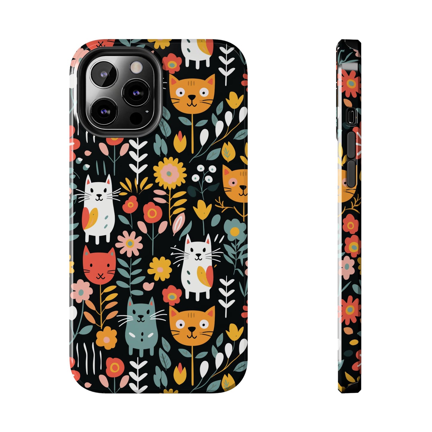 Whimsical Feline Garden iPhone and Samsung Tough Phone Cases