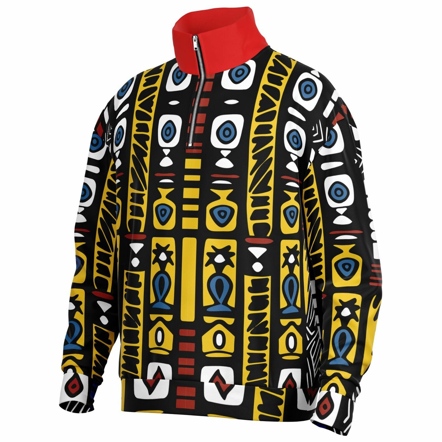 Geometric Harmony Heavyweight Oversized Quarter Zip Sweatshirt - AOP