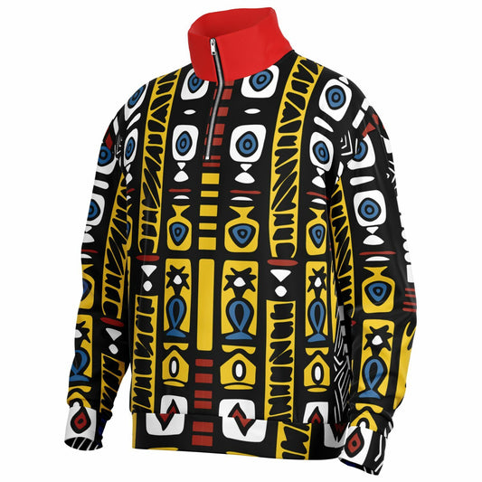 Geometric Harmony Heavyweight Oversized Quarter Zip Sweatshirt - AOP