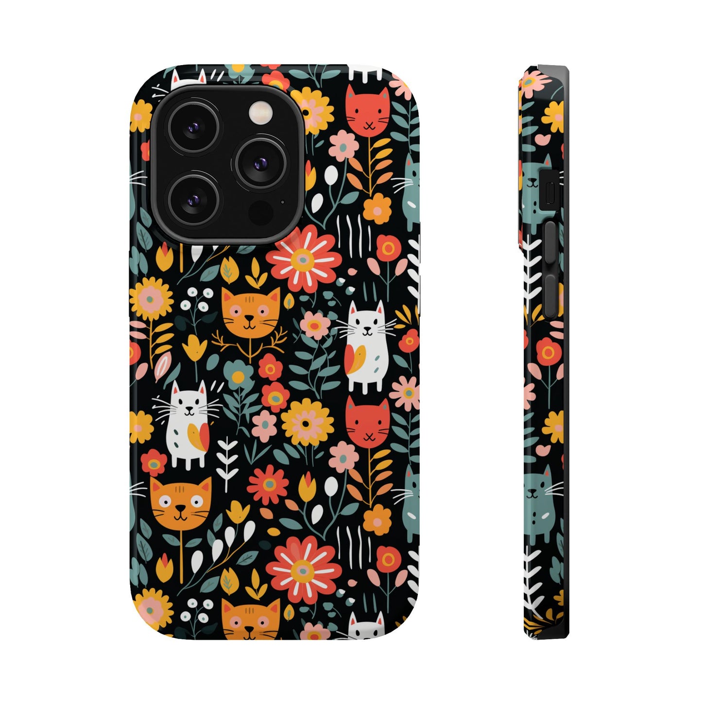 Whimsical Feline Garden Magnetic Tough iPhone Cases