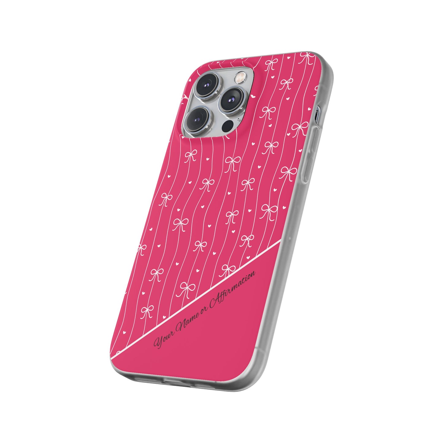 Personalized Pink Bow Coquette Slim Flexi iPhone and Samsung Cases — Custom Name or Affirmation