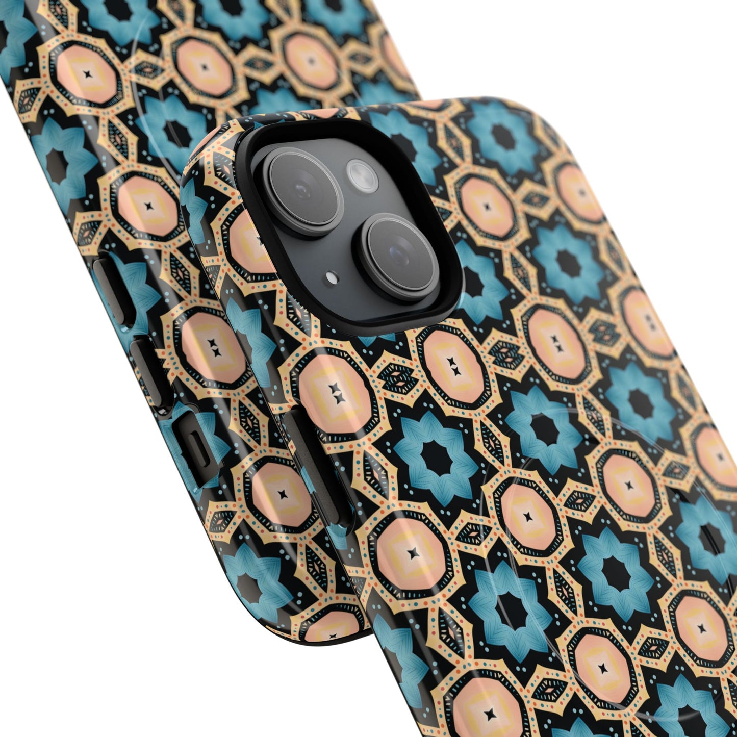 Sahara Star Mosaic Colorful Geometric iPhone Cases, Tough Magnetic iPhone Cases, Vibrant Design iPhone Cover, Durable iPhone Protection, Stylish Tech Accessories.