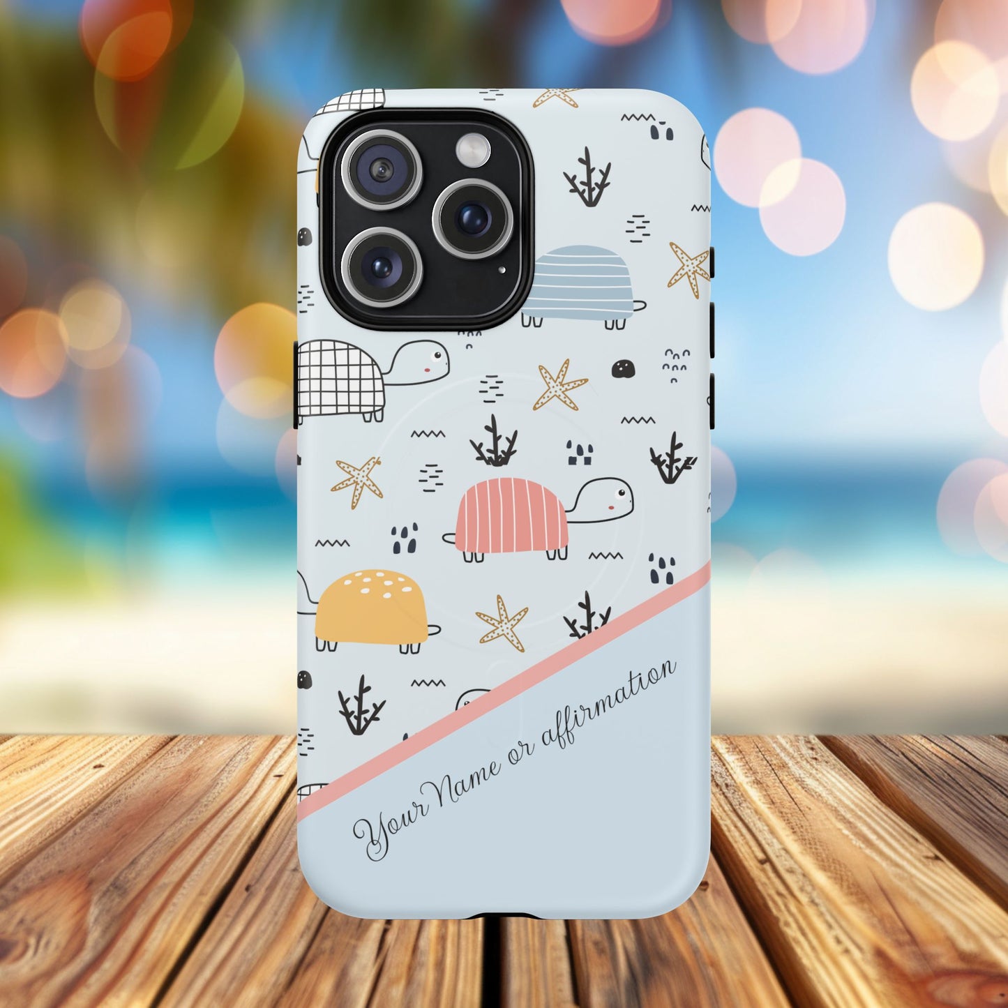 Personalized Cute Turtle Tough Magnetic MagSafe® Cell Cover, Ocean Theme Case, Sea Life Gift for Beach Lovers, iPhone® 13, 14, iPhone 15, iPhone 16, iPhone 17, Pro, Pro Max, Plus Cases.
