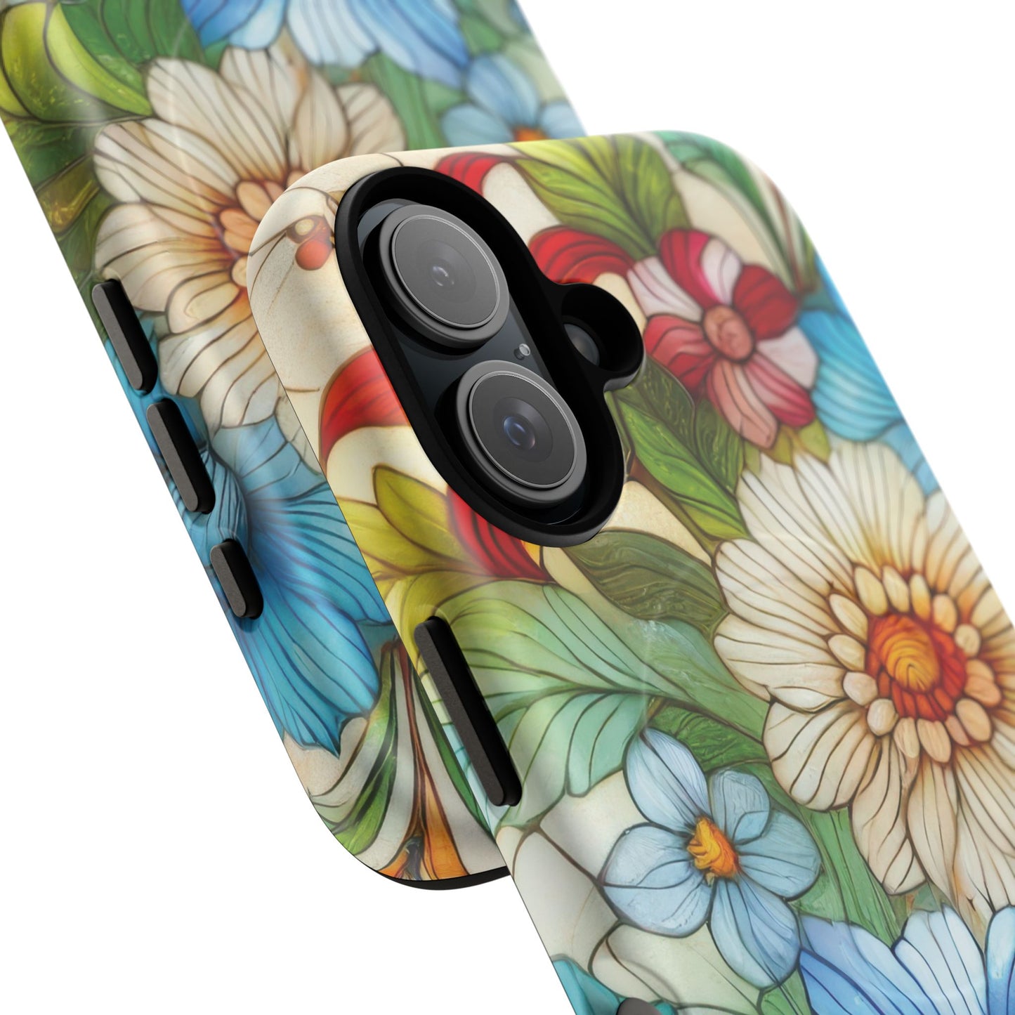 Botanical Radiance Tough iPhone Magnetic Case, Customizable Durable iPhone Cover | Ideal Gift for Nature Lovers, Floral Stained Glass Gift